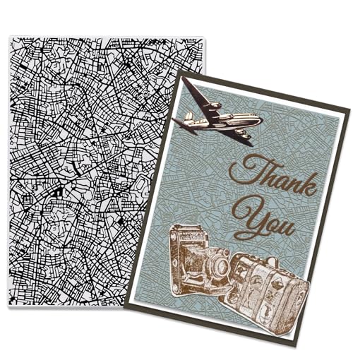 City Plan Background Embossing Folder, Plastic Textured Impressions Special Pattern Overhead View Embossing Folder Template for Card Making Scrapbooking Paper Craft Album Stamps DIY Décor