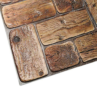 Dundee Deco PG7020-5 Brown Faux Logs PVC 3D Wall Panel, 3.2 ft X 1.6 ft (96 cm X 48cm), Interior Design Wall Paneling Decor, 5.12 sq. ft. (0.46sq. m) Each, Pack of 5 - size: 38" x 19", Pack of 5