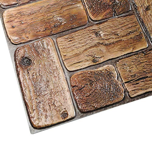 Dundee Deco PG7020-10 Brown Faux Logs PVC 3D Wall Panel, 3.2 ft X 1.6 ft (96 cm X 48cm), Interior Design Wall Paneling Decor, 5.12 sq. ft. (0.46sq. m) Each, Pack of 10 - size: 38" x 19", Pack of 10