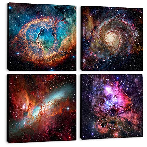 Space Wall Art Galaxy Futuristic Decor for Teens Room Outer Space Nebula Pictures Boys Bedroom Marvel Room Canvas Painting Cosmic Poster Nursery Kids Bathroom Modern Artwork Home Decoration 16x16" - color: Galaxy, size: 16"l X 16"w
