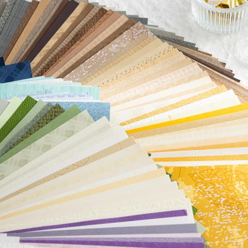 180 Sheet Textured Scrapbook Paper, Pale to Deep Color Schemes Mixed Handmade Craft Mulberry Special Paper for DIY Crafts, Junk Journal, Collage, Ephemera, Aged Backgrounds & Mixed Themes (5x3.5inch)