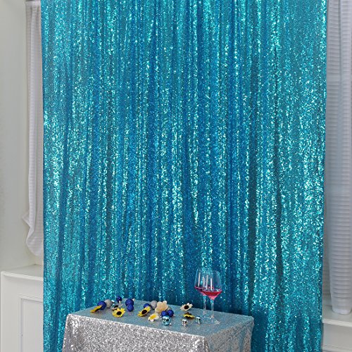 Poise3EHome 6FT x 8FT Turquoise Sequin Photography Backdrop Curtain for Party Decoration - color: Turquoise, size: 6x8 ft