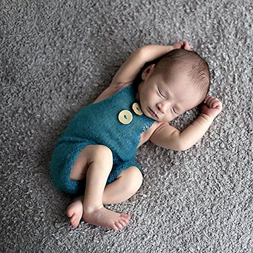 Zeroest Baby Photography Props Boy Girl Photo Shoot Outfits Newborn Crochet Infant Knitted Clothes Mohair Outfit - color: Blue