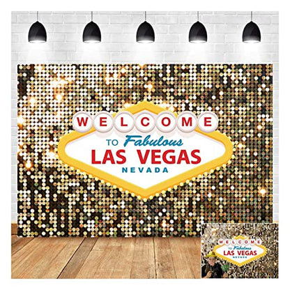 8x6ft Polyester Welcome to Las Vegas Photography Backdrops Fabulous Casino Poker Movie Themed Vintage Costume Dress-up Birthday Prom Ceremony Photo Background Studio Booth Props Supplies - size: 8x6 FT