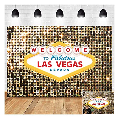 8x6ft Polyester Welcome to Las Vegas Photography Backdrops Fabulous Casino Poker Movie Themed Vintage Costume Dress-up Birthday Prom Ceremony Photo Background Studio Booth Props Supplies - size: 8x6 FT