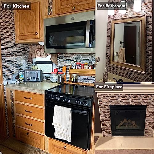 Yipscazo 10 Sheet 12''x12'' Peel and Stick Backsplash Tile for Kitchen, Self-Adhesive Stick on Backsplash Laundry Bathroom Textured Vinyl Sticker Wall Tiles Smart Tile in Sandstone - color: Sandstone