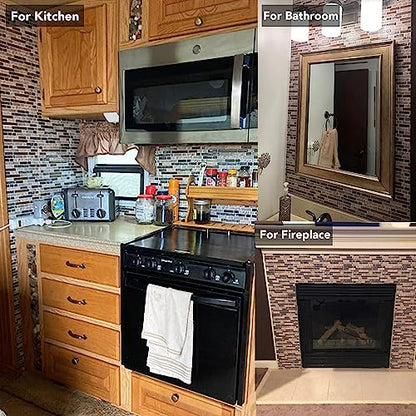 Yipscazo 10 Sheet 12''x12'' Peel and Stick Backsplash Tile for Kitchen, Self-Adhesive Stick on Backsplash Laundry Bathroom Textured Vinyl Sticker Wall Tiles Smart Tile in Sandstone - color: Sandstone