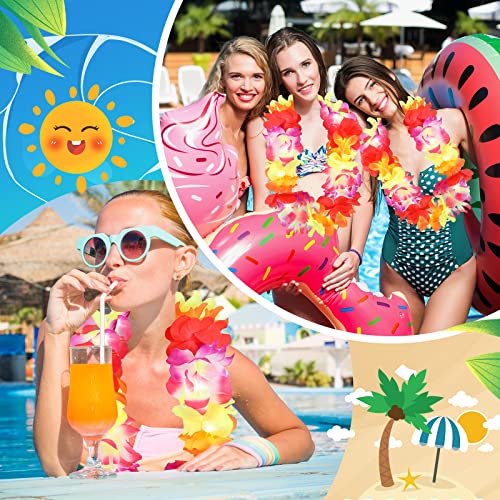 Sherr 24 Pcs LED Leis Light Up Wedding Hawaiian Leis Flower Necklace with LED Lights Beach Tropical Carnival Party Wedding Supplies Luau for Masquerade - color: Multicolour