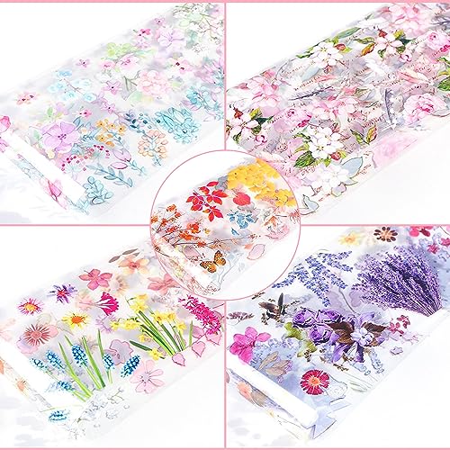 Maple Leaf Nail Foil Transfer Sticker Decals Fall Flowers Nail Art Foil Decals Holographic Autumn Lavender Designs Nail Art Supplies for Thanksgiving Day Women Nail Decorations Films 10 Sheets - style: Maple Leaf