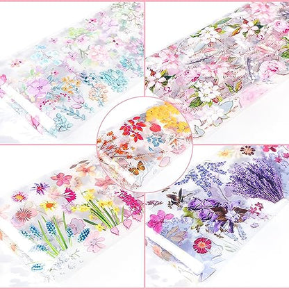 Maple Leaf Nail Foil Transfer Sticker Decals Fall Flowers Nail Art Foil Decals Holographic Autumn Lavender Designs Nail Art Supplies for Thanksgiving Day Women Nail Decorations Films 10 Sheets - style: Maple Leaf
