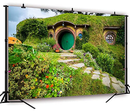 9X6FT Fantasy Rural Green Cabin Backdrop Birthday Party Banner Background Baby Shower Photography Seamless Vinyl Photo Studio Prop PGT546B - size: 9'X6'