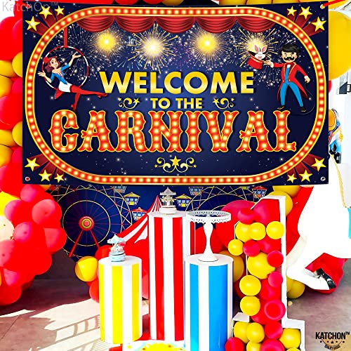 KatchOn, Welcome to The Carnival Banner - XtraLarge, 72x44 Inch | Carnival Games | Carnival Backdrop for Birthday Party | Circus Theme Party Decorations | Carnival Banner for Circus Decoration