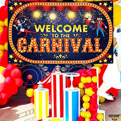 KatchOn, Welcome to The Carnival Banner - XtraLarge, 72x44 Inch | Carnival Games | Carnival Backdrop for Birthday Party | Circus Theme Party Decorations | Carnival Banner for Circus Decoration