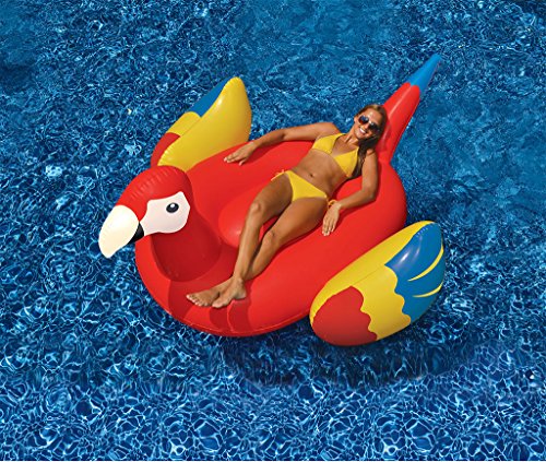 SWIMLINE ORIGINAL 90629 Giant Inflatable Parrot Pool Float | Colorful Ride-On Raft with Stable Wings & Legs | Lounge Floatie Perfect for Parties & Lounging - color: Parrot, size: Large