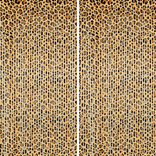 2 Packs Cheetah Prin Foil Fringe Curtain, Leopard Print Glitter Metallic Tinsel Backdrop for Birthday, Baby Shower, Jungle Safari Bachelorette Photo Booth Props Animal Party Decorations Favor Supplies - color: Brown