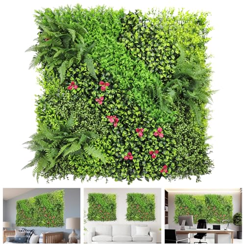 TANG 40"x40"-1PC Artificial Greenery Boxwood Panels Grass Wall Panel, Faux Privacy Fence Ivy Screens Backdrop Fake Hedge for Indoor Outdoor Wedding Décor, Style-9 - color: 40"x40" Panel-9, size: 40"x40"