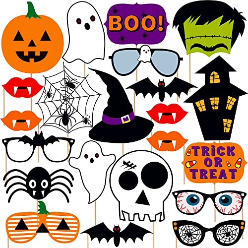 KatchOn, Scary Halloween Photo Booth Props - Large, Pack of 22 | Hocus Pocus Photo Props for Photoshoot | Trick or Treat Sign Props | Halloween Decorations Indoor - color: Black and White