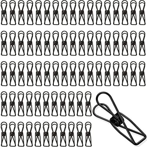 100 Pcs Paper Clips Metal Wire Hollow Out Clothespins Multi Purpose Utility Binder Clips Invoice Bill Stainless Steel Hanging Clothes Pins for School Kitchen Outdoor Office(Small,Black) - color: Black, size: Single Size (Small)