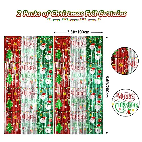 Avezano 98pcs Christmas Decorations Set, Merry Christmas Foil Fringe Tinsel Curtains Balloons Arch Garland Favors for Kids & Adults Selfie Picture Holiday Party Props for Photo Backdrop Supplies