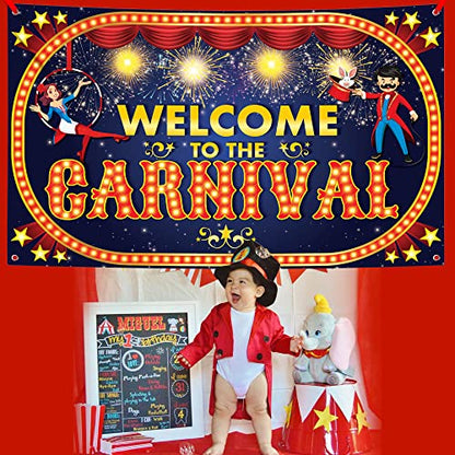 KatchOn, Welcome to The Carnival Banner - XtraLarge, 72x44 Inch | Carnival Games | Carnival Backdrop for Birthday Party | Circus Theme Party Decorations | Carnival Banner for Circus Decoration