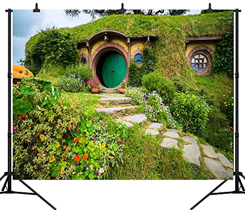 7X5FT Fantasy Rural Green Cabin Backdrop Birthday Party Banner Background Baby Shower Photography Seamless Vinyl Photo Studio Prop PGT546A - size: 7'X5'
