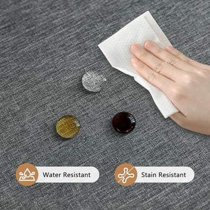 Seenus Faux Linen 60 Inch Gray Round Tablecloth fits 30'' to 48'' Table, Textured Stain Resistant & Washable Table Cloth for 2-4 Seats Circle Dining Table Kitchen Patio - color: Dark Grey, size: 60" (Round)