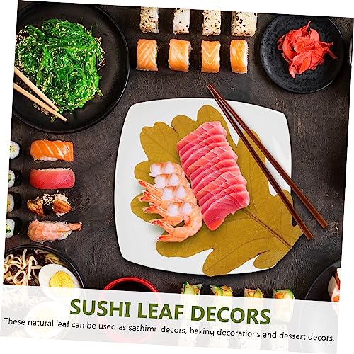 ABOOFAN 20pcs Japanese Sushi Leaves Decor Sashimi Plate Decor Unique Sushi Mat for Food Photography