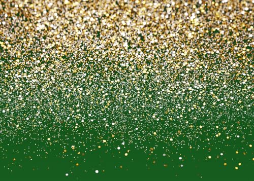 8x6ft Green and Gold Backdrop Birthday Gold Spots Bokeh Wedding Prom Graduation Photography Background X-224 - color: Green, size: 8X6ft
