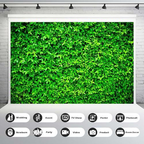 Green Leaves Backdrop Greenery Leaf Wall Photography Background Green Grass Ivy Backdrop Decor for Bridal Baby Shower Birthday Wedding Party Backdrops Photo Studio Props Cake Table Decor 5x3ft - color: Grass_Green, size: 5x3ft