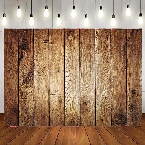 7x5ft Brown Wood Backdrop for Photography Rustic Natural Wooden Floor Photo Background Newborn Baby Photoshoot Portrait Studio Props 251 - size: 5x7ft