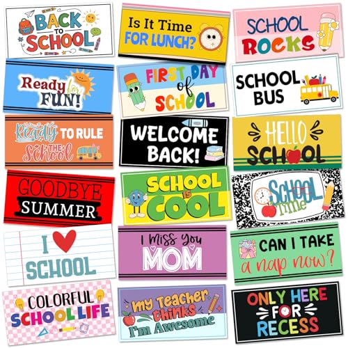 24 Designs Back to School Photo Booth Props Fun First Day of School Photo Booth Sign Decorations Double Sided 11 x 5.5'' Classroom Props for Photoshoot DIY Waterproof Selfie Signs for Party Supplies - color: Colorful, style: Back to School