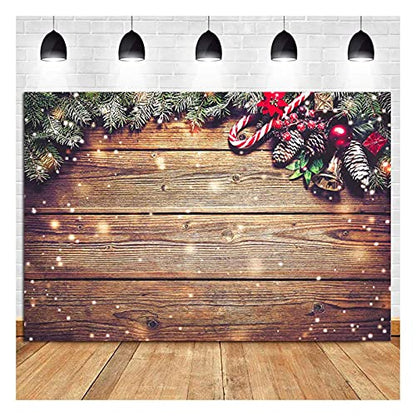 Winter Snowflake Gold Glitter Christmas Wooden Wall Holiday Photo Background 7X5ft Vinyl Xmas Party Photography Backdrops Kids Portrait Family Party Photo Studio Booth Props
