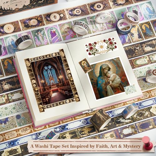 Witchy Washi Tape Set 22 Rolls,Tarot Decorative Masking Tape for Junk Journal, Journaling & Scrapbook Supplies, DIY Crafting Supplies - style: Magic