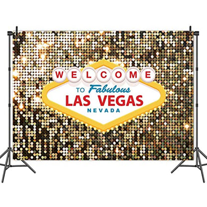 8x6ft Polyester Welcome to Las Vegas Photography Backdrops Fabulous Casino Poker Movie Themed Vintage Costume Dress-up Birthday Prom Ceremony Photo Background Studio Booth Props Supplies - size: 8x6 FT