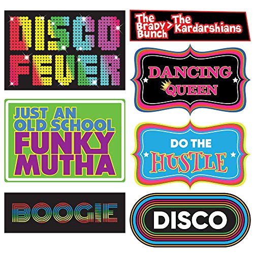 Disco Photo Booth Props - 37 Pieces - 1970s Retro Disco Party Supplies, Decorations and Gifts