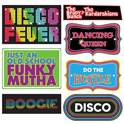 Disco Photo Booth Props - 37 Pieces - 1970s Retro Disco Party Supplies, Decorations and Gifts