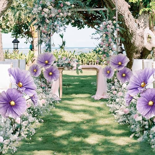 Giant Flowers for Decoration, 5.3ft Standing Large Paper Artificial Flowers, Wedding Decorations For Reception, Birthday Halloween Party Background, Photographic Props, Shop Window Display, Home Décor - color: Medium Purple, size: 1 Base