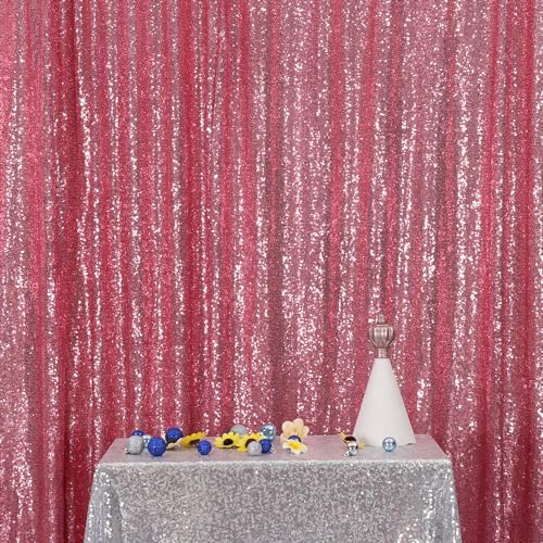 Poise3EHome Fuchsia Pink Sequin Backdrop, 6Ft x 8Ft Glitter Photography Background Curtains for Party Baby Shower Wedding Birthday Decoration - color: Fuchsia Pink, size: 6x8 ft