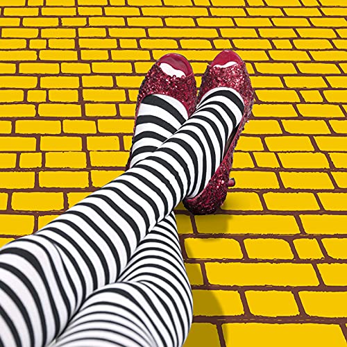 Chuangdi 3 Pieces 4.5 x 9 Feet Yellow Brick Costume Wizard Backdrop Princess Decorations Decal Wall Backdrop Brick Wallpaper for Halloween Wizard Princess Cosplay Decorations Supplies