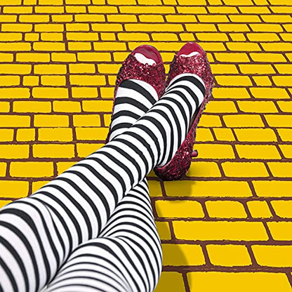 Chuangdi 3 Pieces 4.5 x 9 Feet Yellow Brick Costume Wizard Backdrop Princess Decorations Decal Wall Backdrop Brick Wallpaper for Halloween Wizard Princess Cosplay Decorations Supplies