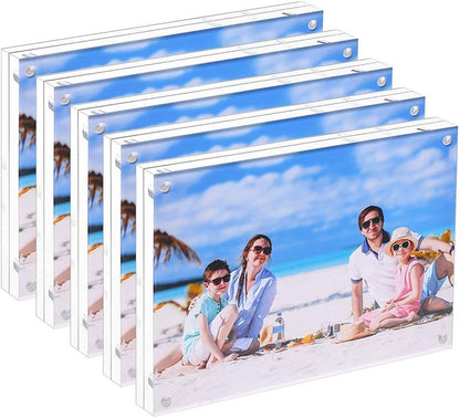 5 Pack Acrylic Picture Frame 5x7 Clear Double Sided Magnetic Picture Frameless Desktop Display Photo Frame with Stand Best Gift for Family, Baby, Friend - size: 5x7"-5