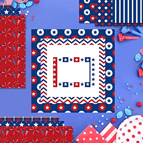 VIVIQUEN Patriotic American Flag Double-Sided Paper, 12 Inches, American National Day Textured Scrapbook Paper Craft Paper for DIY Background Card Making Scrapbook Photo Album Decorations, 24 Packs