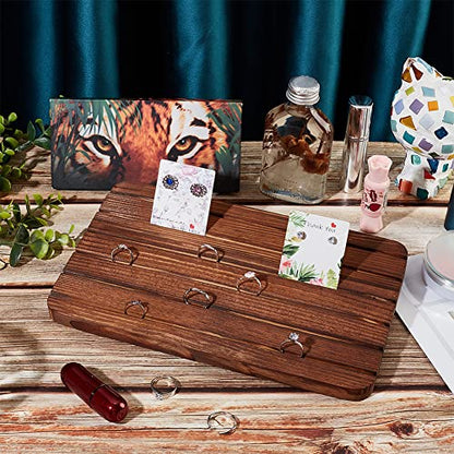 NBEADS Wood Earring Display Stands, 6 Slots Brown Jewelry Earring Ring Display Holder Wood Earring Card Holder Business Card Holder Display for Home Office Retail Store, 10.8x6.69 - color: 6 Slots Wooden Brown 10.8x6.69"