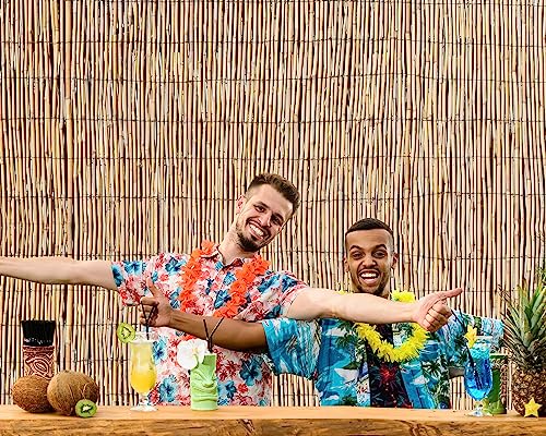 Hawaiian Beach Reed Backdrop Aloha Luau Party Tiki Bar Decorations Polyester Fabric Photography Backdrop for Photoshoot (7 x 5ft) (Pack of 2) - size: 7 x 5ft (Pack of 2)