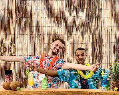 Hawaiian Beach Reed Backdrop Aloha Luau Party Tiki Bar Decorations Polyester Fabric Photography Backdrop for Photoshoot (8 x 6ft) (Pack of 2) - size: 8 x 6ft (Pack of 2)