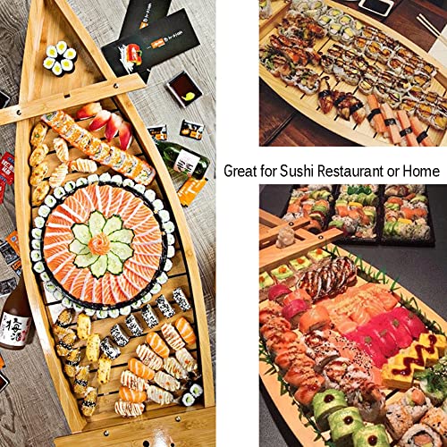 28 Inch Wooden Sushi Boat Serving Tray, Large Sushi Boat Plate for Sashimi Board Seafood Party, Great for Sushi Restaurant or Home (28inch/71cm)