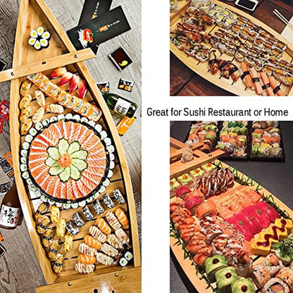 28 Inch Wooden Sushi Boat Serving Tray, Large Sushi Boat Plate for Sashimi Board Seafood Party, Great for Sushi Restaurant or Home (28inch/71cm)