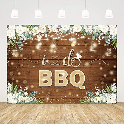 AIBIIN 7x5ft I Do BBQ Backdrop for Adults Men Women Couples Engagement Bridal Shower Boho Wedding Rustic Wooden Photography Background Baby Shower Birthday Party Decorations Banner Photo Booth Props - size: 7x5ft