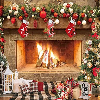 10x10ft Christmas Fireplace Theme Backdrop - Xmas Party Banner & Child Christmas Decoration Background for Family Party - size: 10x10ft