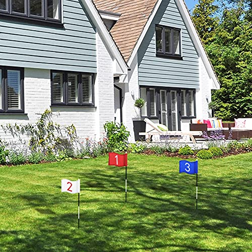 3 Pieces Golf Flag with Tube Inserted, 420D Nylon Mini Flags for Putting Green, Yard, Indoor Outdoor Backyard Garden, Portable, Numbered, 8 x 6 Inch